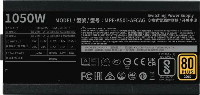 پاور Cooler Master MWE Gold 1050 - V2 ATX 3.0 1050W