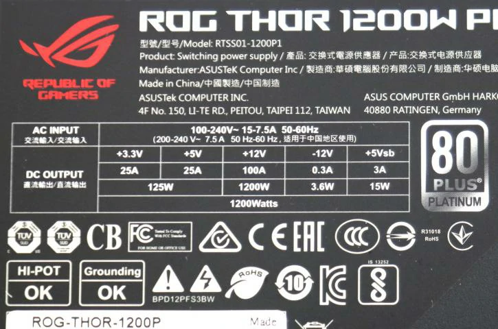 پاور ASUS ROG THOR 1200P 1200W